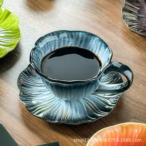 Very beautiful coffee cup, high-end exquisite kiln-turned vintage ceramic cup and saucer set for afternoon tea