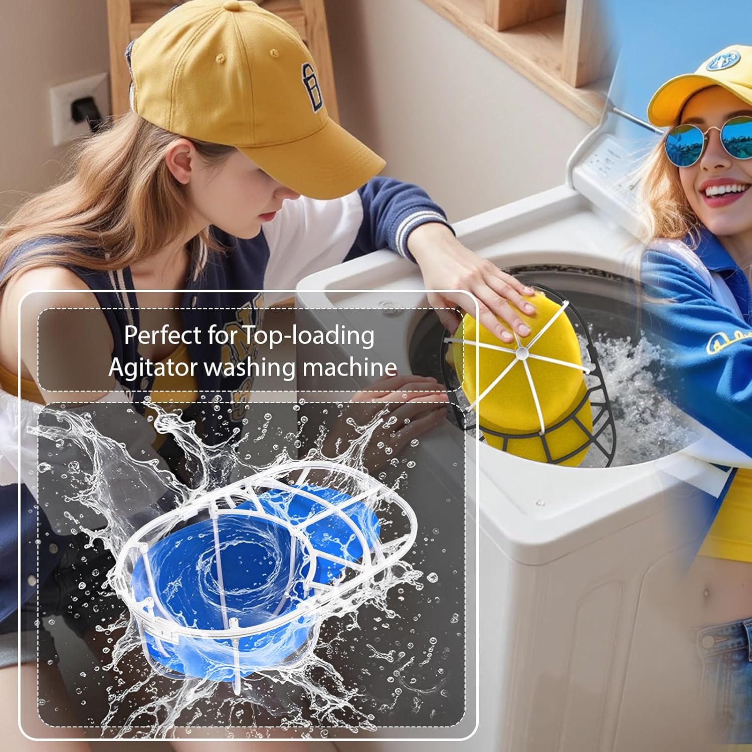 Mother's Day Gifts Hat Washer Cage for Washing Machine - Baseball Cap Cleaner Rack-White 1 Pack