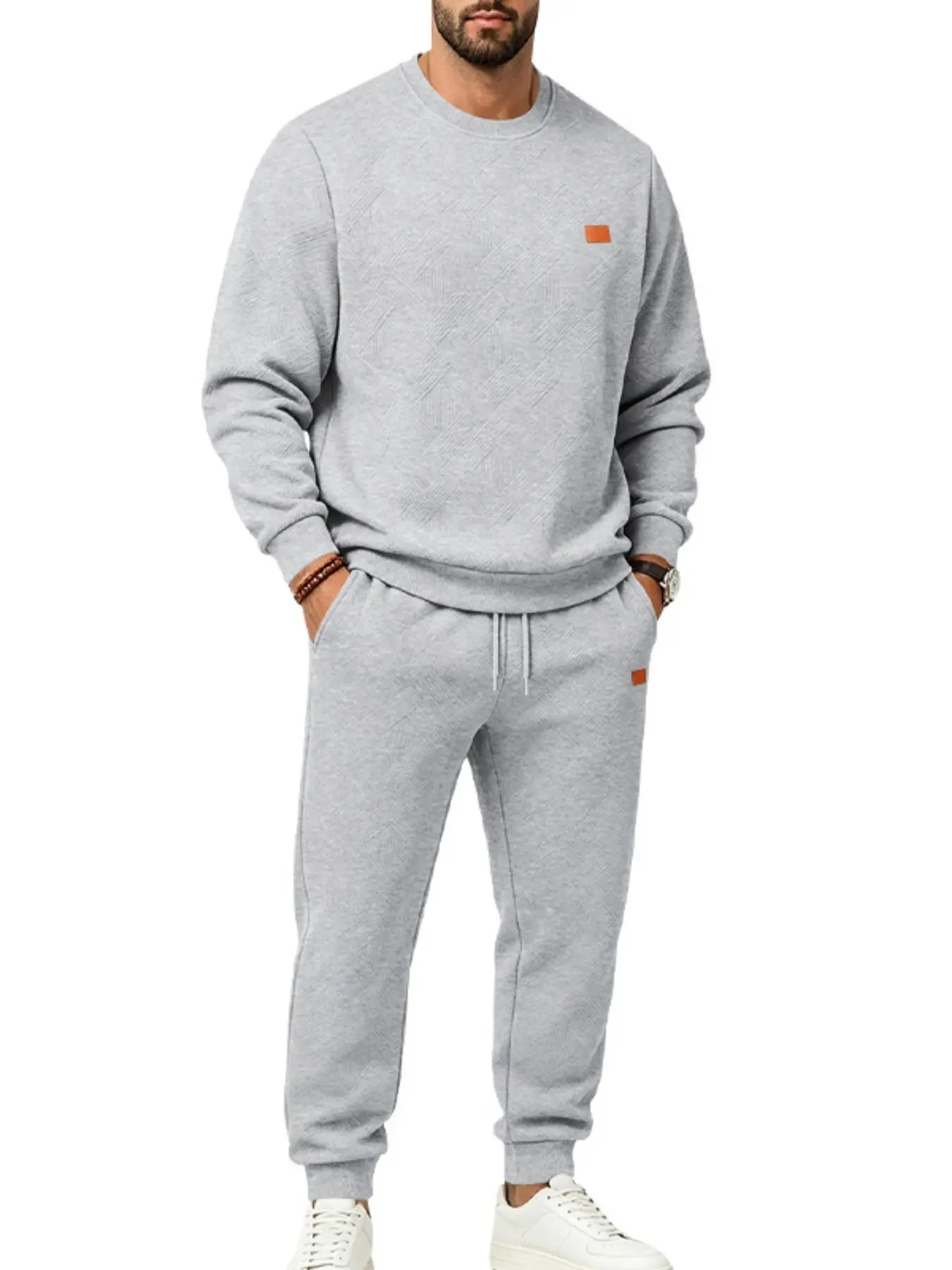 Men's Round-neck Hoodie and Cuffed Pants Set - Solid Color Casual Sports Outfit - Comfortable and Loose Fit - Suitable for Daily Commuting, Home Use and Sports - Versatile for All Occasions