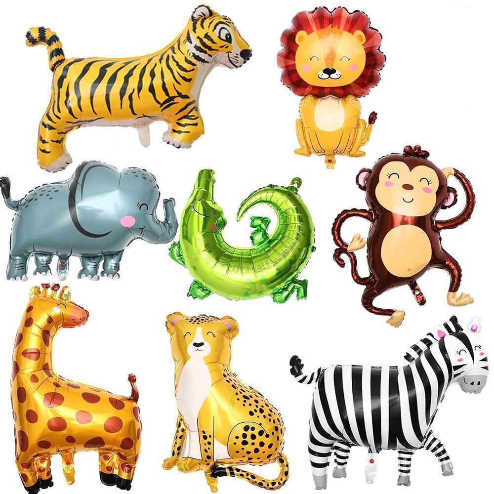 Safari Animals Happy Birthday Banner Pennant Foil Animal Balloons for Kids Jungle Safari Zoo Theme Party Decoration Supplies Toy