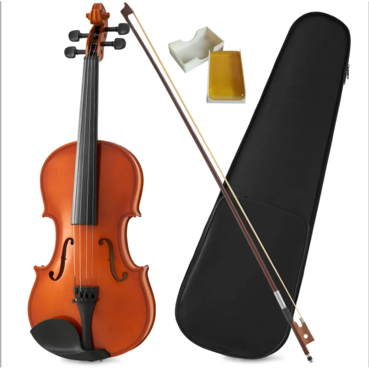 4/4 Full Size Handcrafted Acoustic Violin for Beginners to Advanced Players, Solid Tonewood Gloss Finish Ready to Play Fiddle Kit with Protective Carrying Case, Lightweight Comfortable Musical Instrument Gift for Students Music Lovers