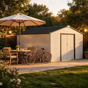 AobtkelOutdoor Storage Shed with Spacious Storage Space,Backyard Tools Storage Shed,Garden Metal Shed On-Site
