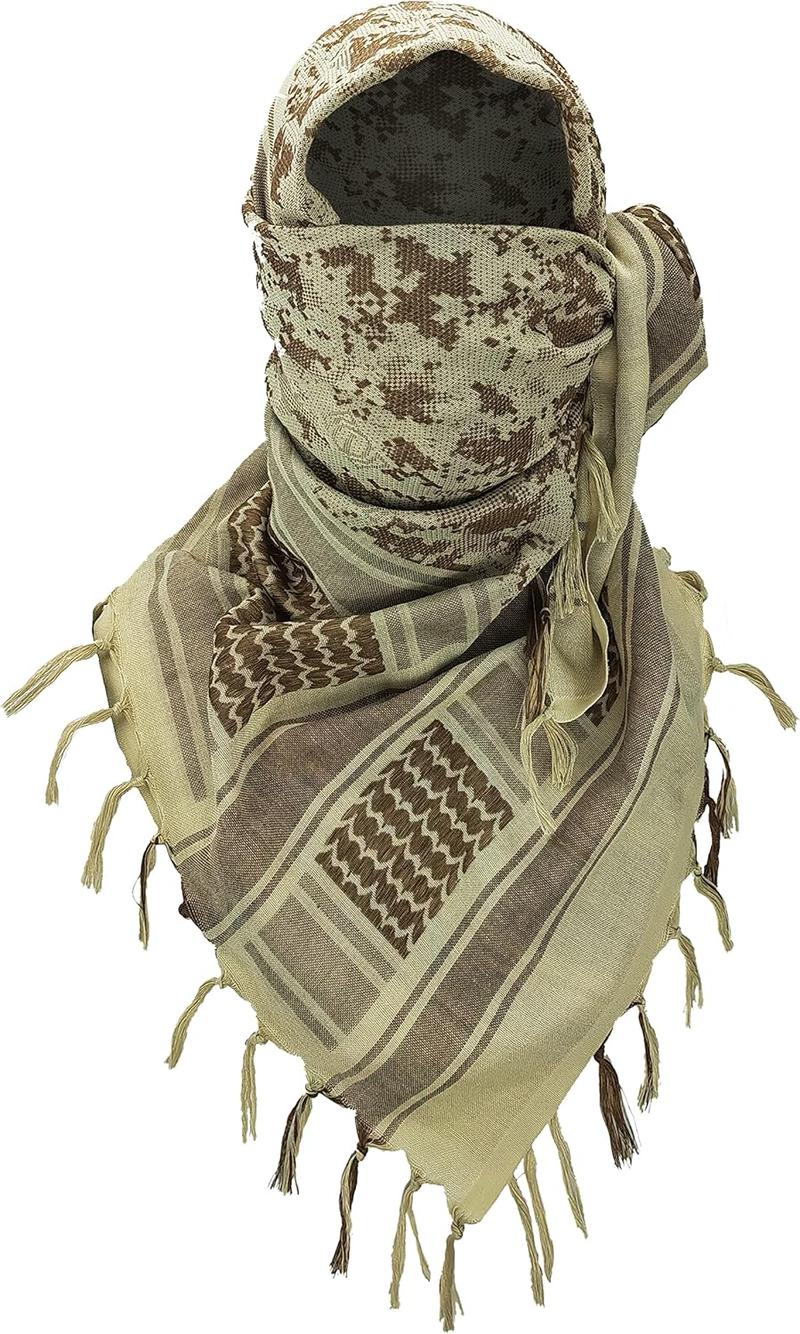 Luxns Military Shemagh Tactical Desert Scarf / 100% Cotton Keffiyeh Scarf Wrap for Men And Women