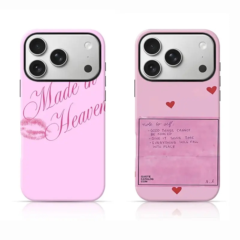 Pastel Pink Heart Lip Quote Phone Case,Soft Girly Self Love Note Text Coquette Y2K Aesthetic Hard Cover,for iPhone 17 16 15 14 13 12 11 8 7 for Samsung Series,Shockproof Protective Dual-Layer durable design phone case,perfect gift