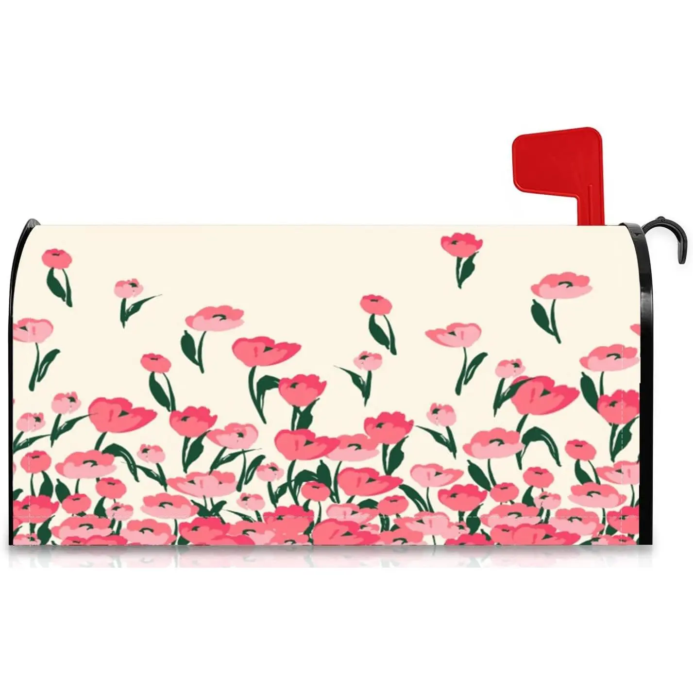 Tulip Pattern Standard Size 21x18 in Mailbox Cover - Floral Mail Box Wrap for Garden, Yard Home Improvement Decor