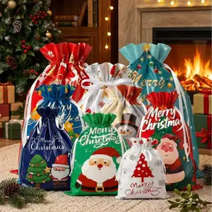 Christmas Gift Bag Set, Holiday Party Storage Bags, Festive Packaging Ties, Perfect for Christmas Presents & Gifts