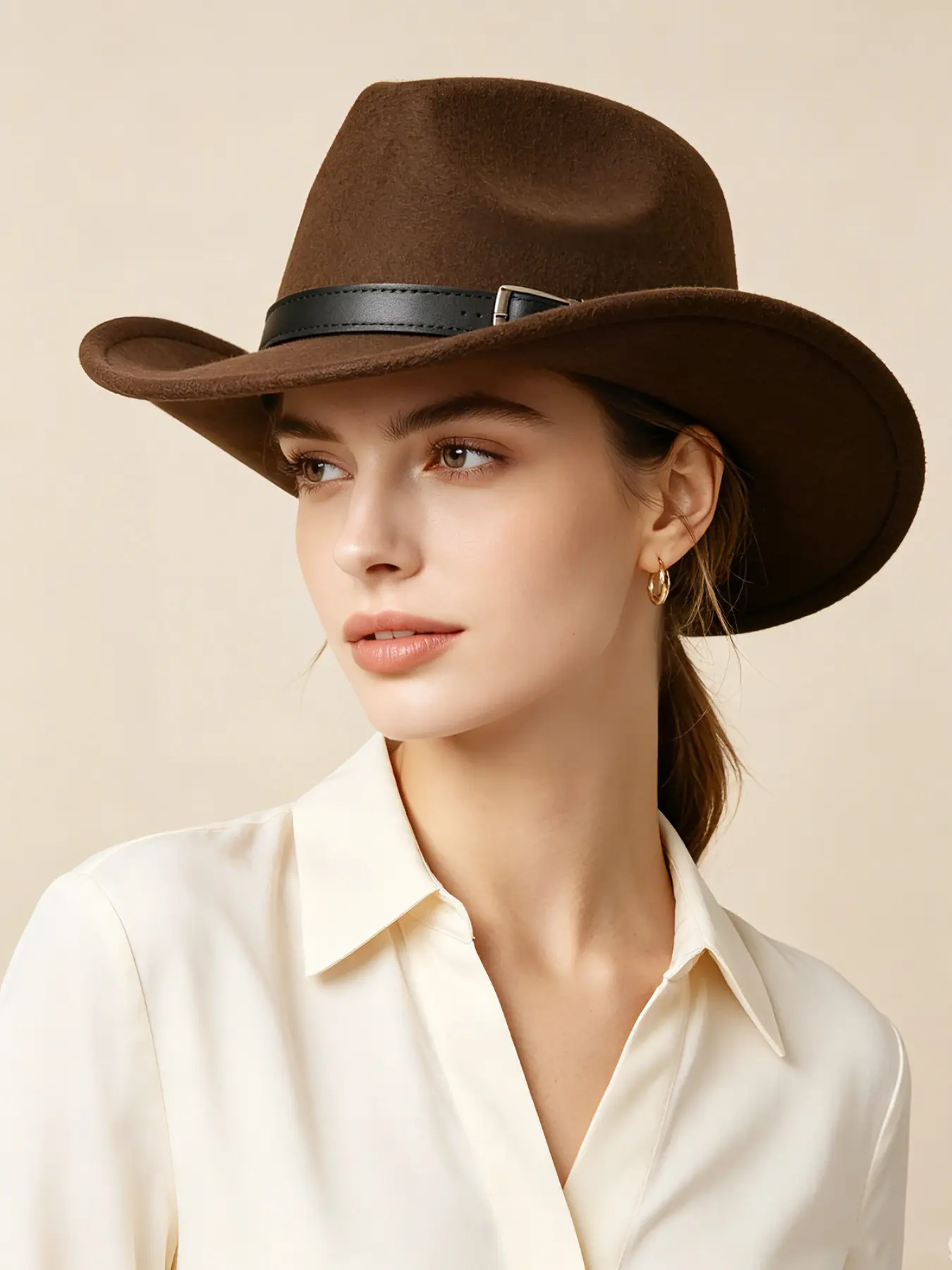 2pcs Classic American Western Cowboy Hats with Buckle Belt, Cowgirl Hat, Perfect for Daily Horseback Riding and Outdoor Activities