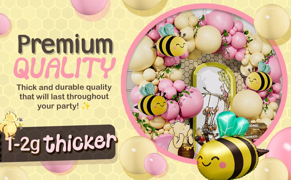 ALL-IN-1 Winnie Balloon Arch Kit with BONUS Bee Balloon for Pooh Baby Shower Decorations - Pink and Yellow Balloons for Honeycomb Bear Birthday Decorations & Baby Shower Balloons - Pooh balloons