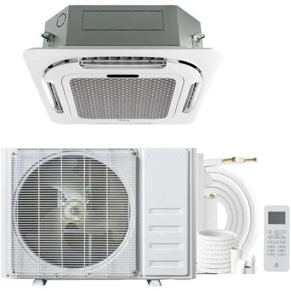 GARVEE 24000 BTU Ceiling Cassette Mini Split AC, 208/230V Ductless Heat Pump, 360° 8-Way Airflow, R454B Refrigerant, Cooling & Heating, 25ft Installation Kit, Remote Control for Office, Home, Retail
