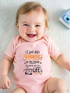 Spend nine months serving a sentence in mom's belly, after which parents serve life imprisonment. Printed baby triangle onesies, stylish and lovely casual outfits suitable for daily crawling and outdoor activities, unisex newborn rompers, ideal gifts for