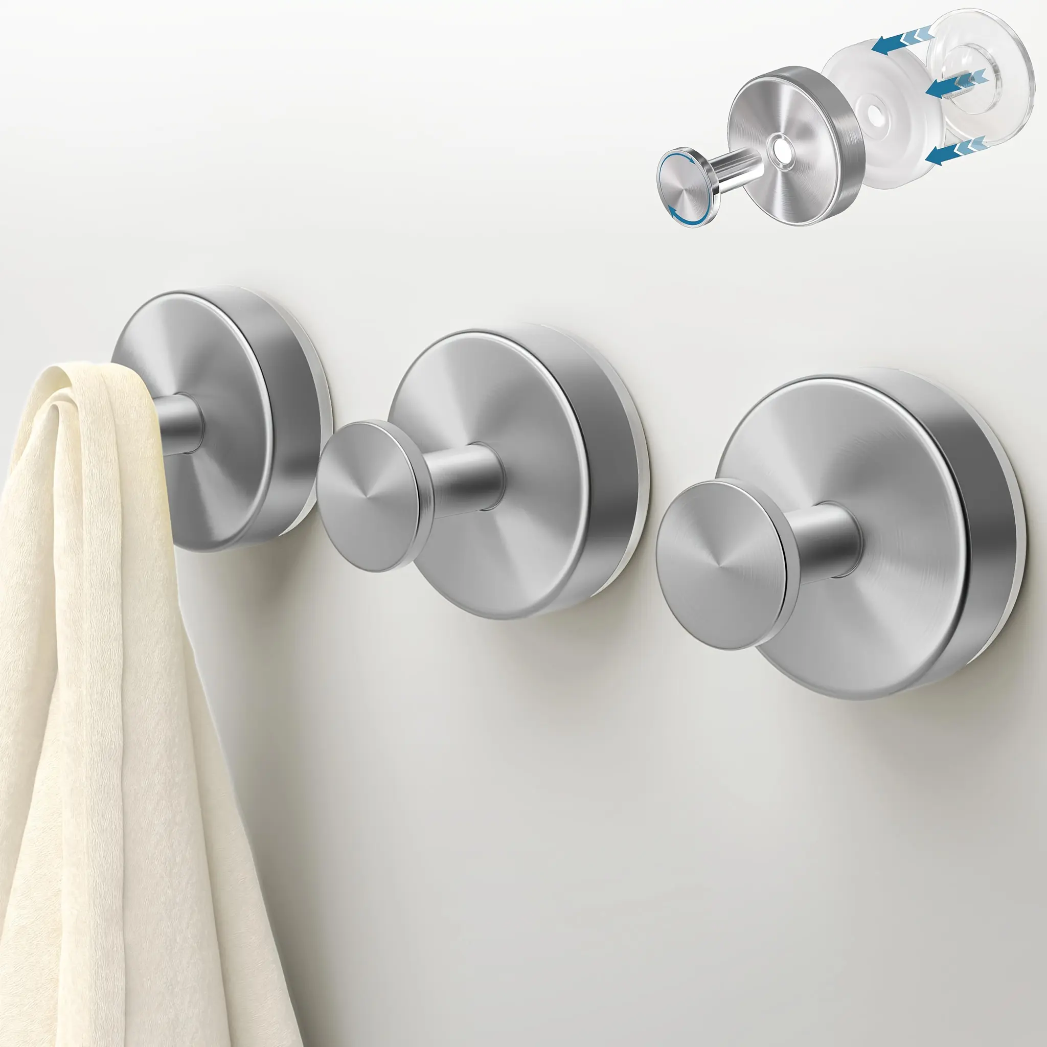 Goodshang Stainless Steel Suction Cup Hook - Drill-Free Wall-Mount, Waterproof for Bathroom Walls, Glass - Ideal for Hanging Bath Towels, Bathrobes