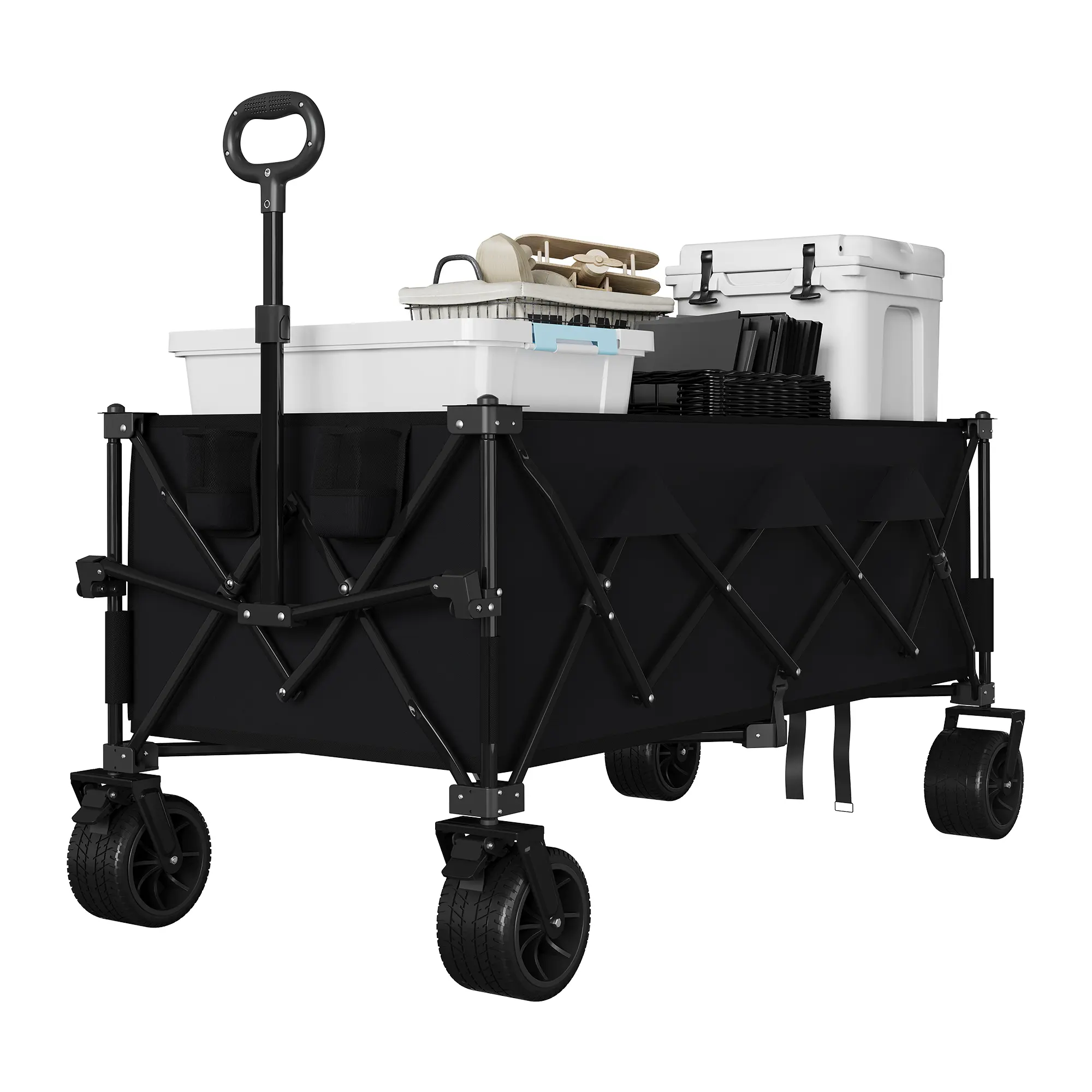 Garvee Heavy-Duty Collapsible Folding Wagon Cart - Extra-Large 350L Utility Trolley with 460lbs Capacity, All-Terrain Wheels - Portable Canvas Cart for Beach, Camping, Shopping, Foldable, Waterproof