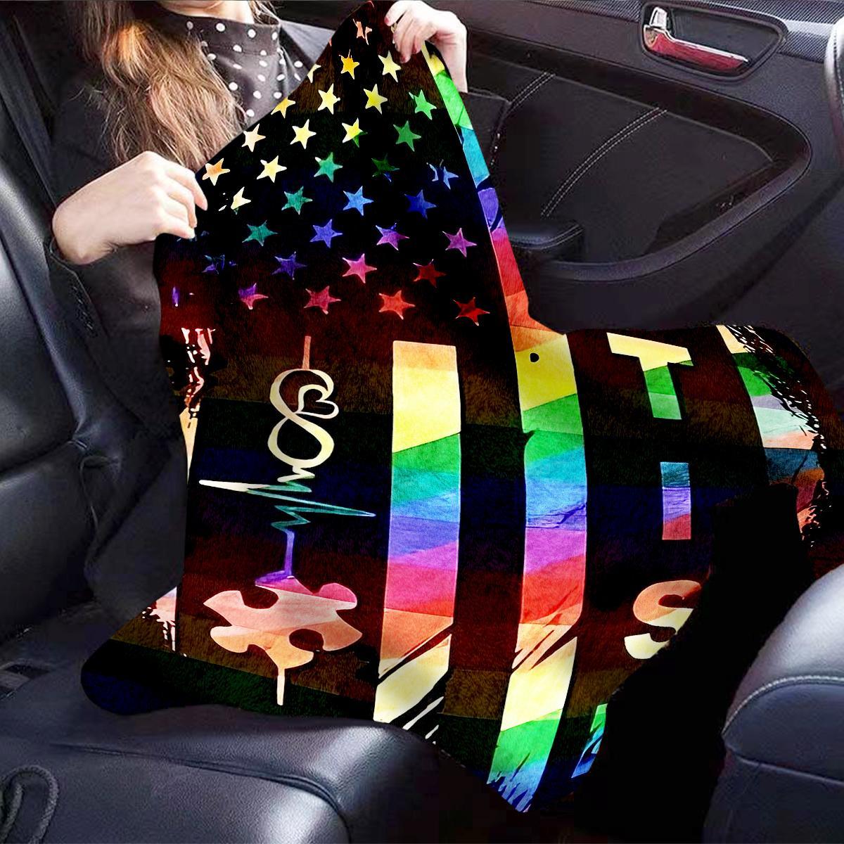 Autism Awareness Themed Blanket, Soft Comfortable Warm Throw Blanket, Air-conditioned Room Blanket, Napping Blanket for Home Sofa Office Travel