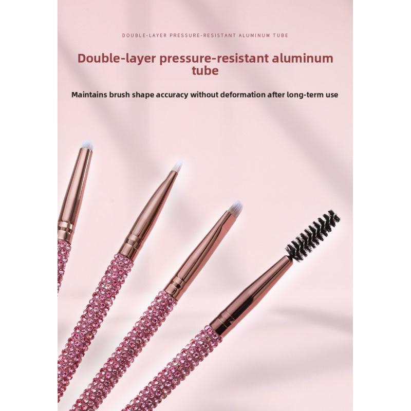 JOS 28-Piece Diamond Encrusted Makeup Brush Set for Women - Pink Glitter Brushes, Hand Bowl, Lash Tools, Full Beauty Kit for Flawless Looks, Luxurious Series, Nylon Bristles eyebrow  pluck birthday idea micro applicator brush dramatic metal curle fir get