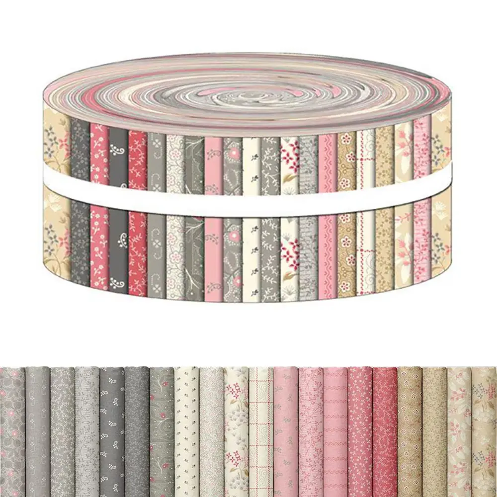 40Pcs Vintage Floral Pattern Printed Fabric Strips Precut Quilting Strips 2.55x19.7 Inch Premium Cotton Fabric Bundle for DIY Sewing and Gift Wrapping