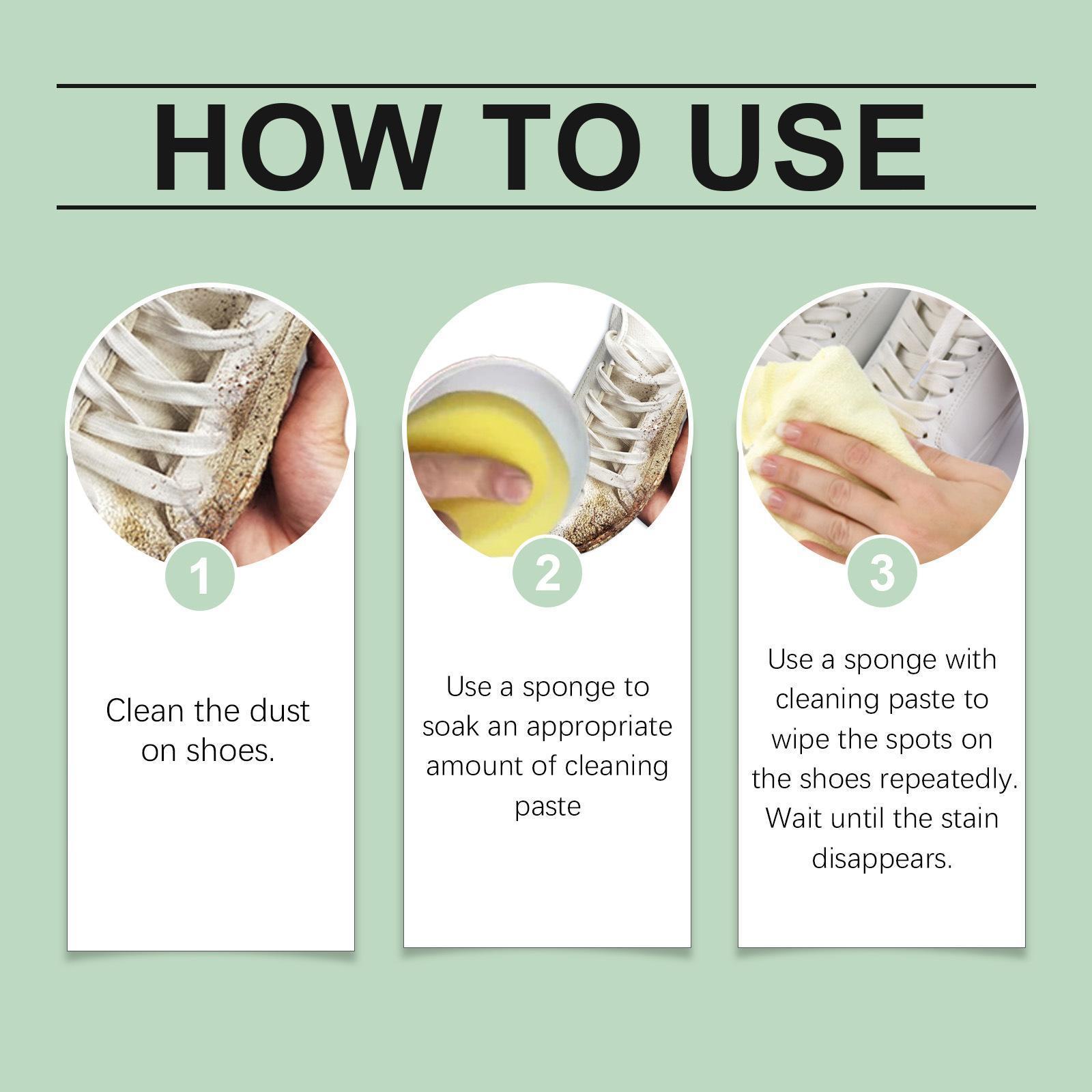 White Shoe Cleaner Cream Multipurpose No-Wash Solid Comes with Sponge Removes Stains Ideal for Leather Silicone Car Interiors Mild Non-Irritating Eco-Friendly YT