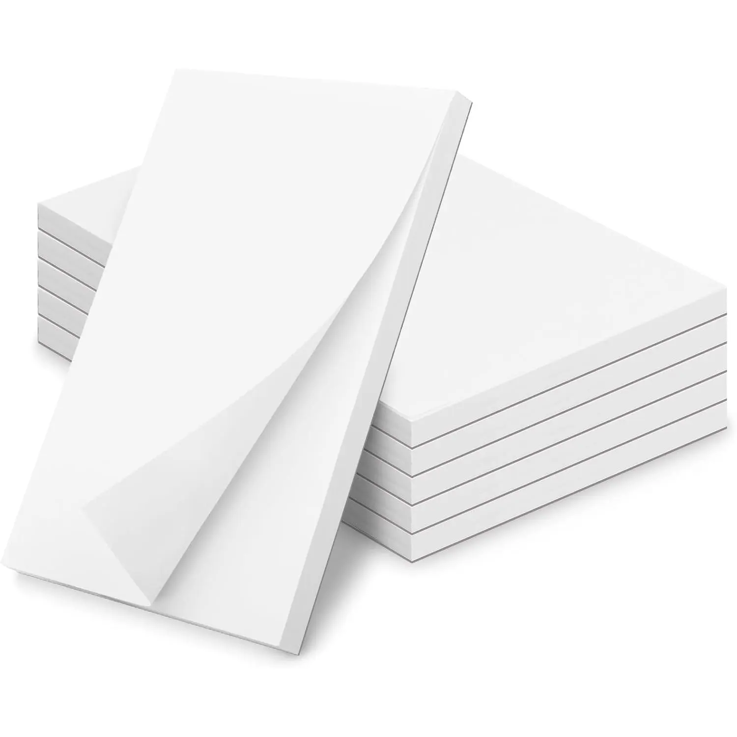 6 Pack Note Pads 4x6, Blank Server Notepad, Small Memo Scratch Paper | 50 Sheets Each, 80 GSM Thick White Pad for Writing, Quick Notes, Grocery Shopping Lists, Notebook for Desk  and Office