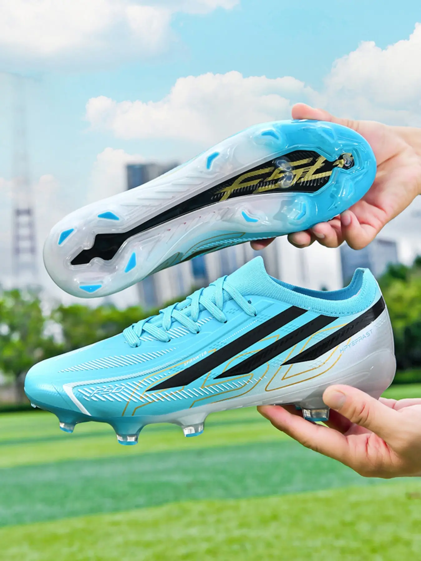 Unisex Professional Soccer Boots, Soccer Shoes, Durable PU Leather Tpu Studs, Comfortable Ag Football Cleats, Ideal for Training & Matches