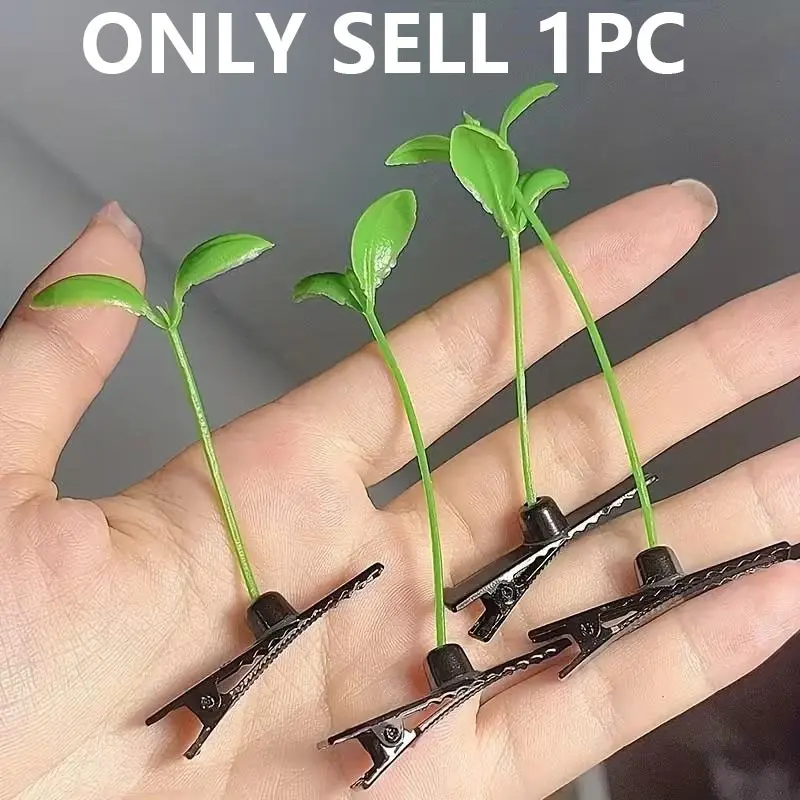 Cute Sweet Playful Plastic Hair Clips Set, 1pcs/3pcs Bean Sprout Hair Clips, Pure Color Font Design, Suitable for Women Aged 14+, Hair Clip With Bean Sprout, Fun Hair Clips