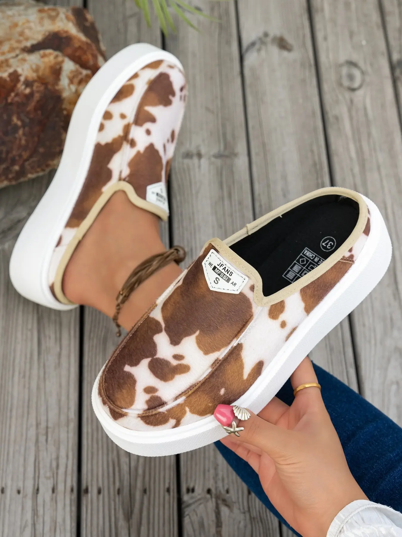 Women's New Arrival Leopard Print Thick Sole Mules, Comfortable Slip-On Shoes for School and Vacation