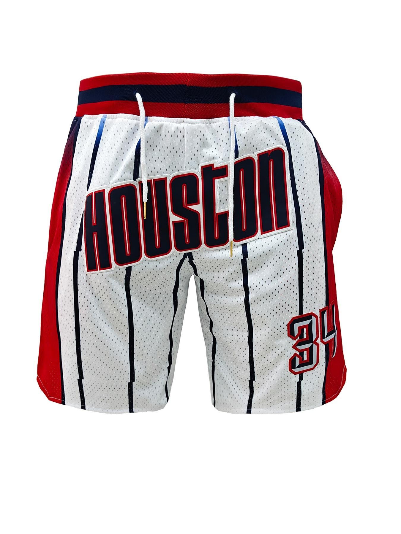 Men's Letter & Number Embroidery Basketball Shorts, Casual Comfy Breathable Athletic Shorts for Summer, Men's Bottoms for Daily Wear, Athleisure Style Bottoms