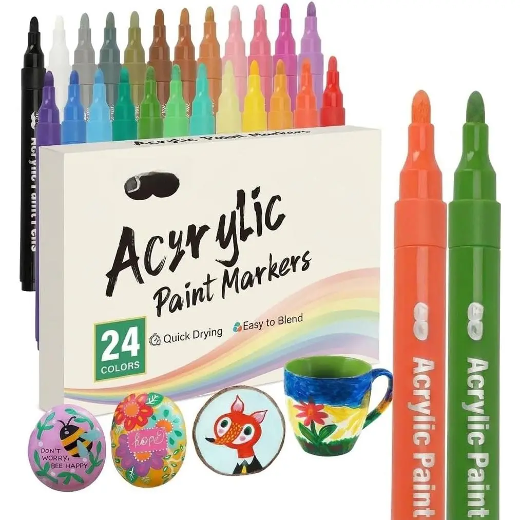 -   Markers, 24 Pack, Colorful,  s for Rock | Fabric, , Glass, Craft, Decoration, Stocking Stuffers, Scrapbook Supplies, Art Supplies