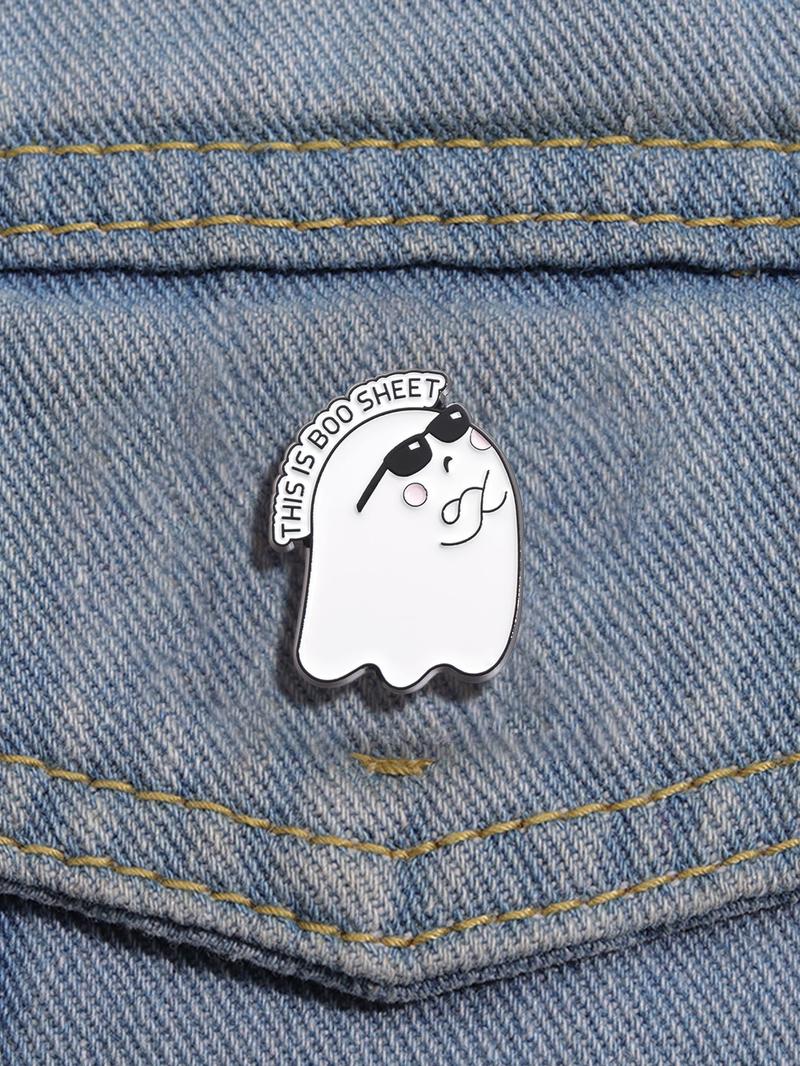 Letter & Ghost Design Brooch, Cute Creative Pin Badge, Clothes Accessories for Women & Men for Halloween, Fall, Birthday Gifts, Charms