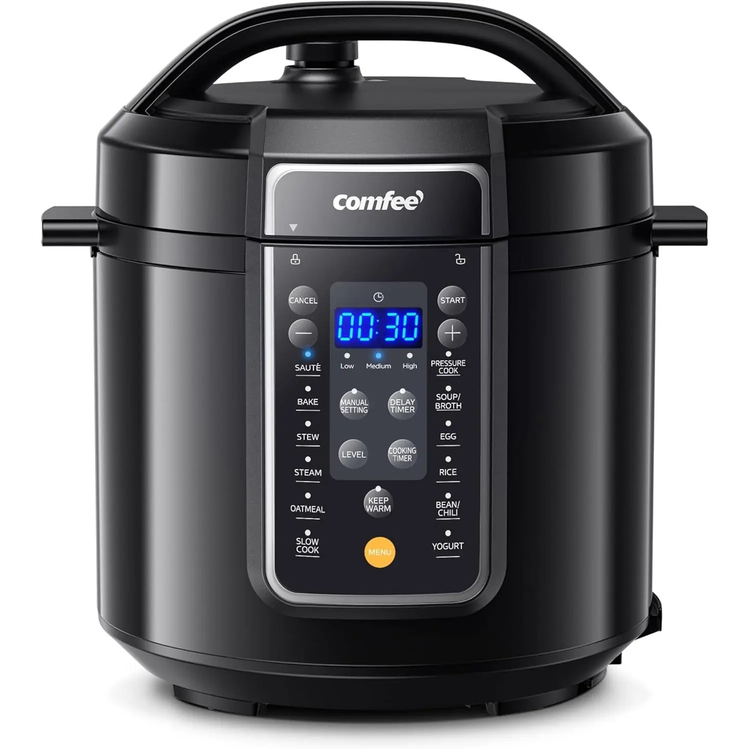 6 Quart 12-in-1 Multi Functional Electric Pressure Cooker, Non-Stick Inner Pot, Multi-Cooker for Yogurt, Rice, Slow Cooking, Sauté and Steaming, Black