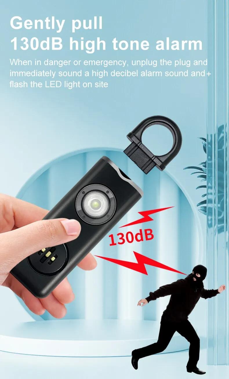 Personal Safety Siren Alarm for Women 130dB Siren Strobe & Key Chain 3 Pop Colors AF2004 Call for Help