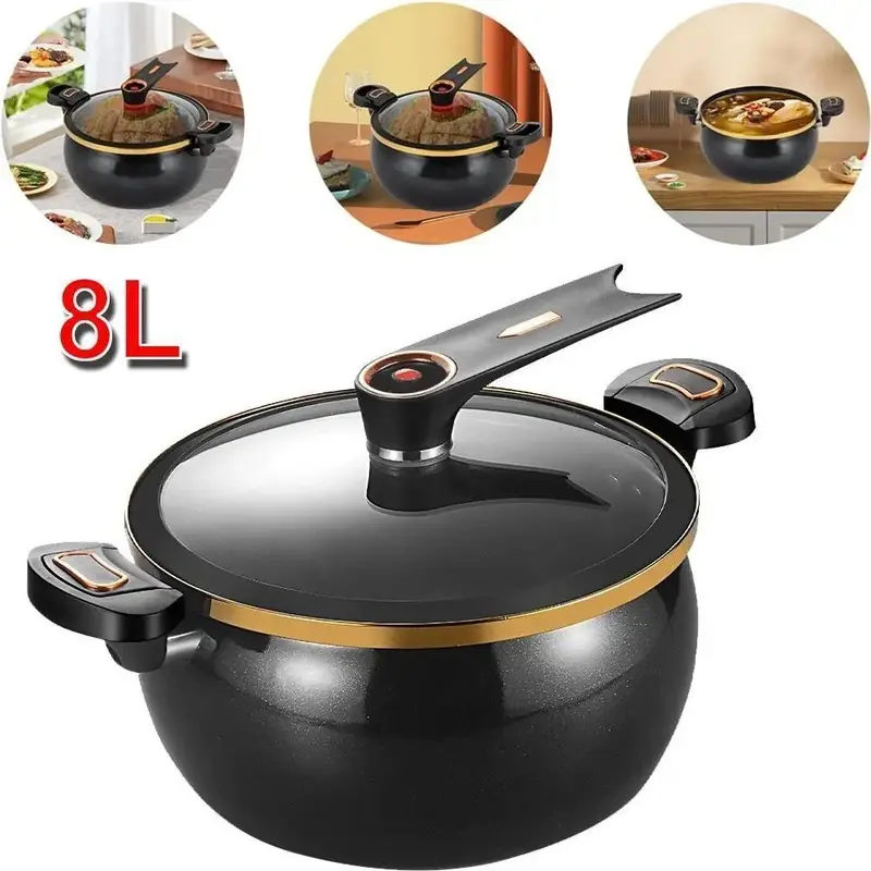 Large Capacity Stockpot with Twist Lock Handle for Quick Cooking, Non-Stick 8.45QT Multi-Purpose Cooking Pot, Multifunctional Soup Pot#DealsForYouDays