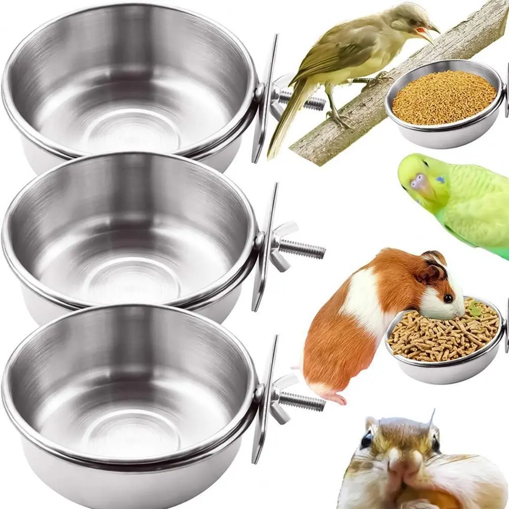1pc Pet Hanging Bowl, Stainless Steel Dog & Cat Feeding Bowl, Bird Water Dish, Cage Bowl, Durable and Easy to Clean, Perfect for Pets