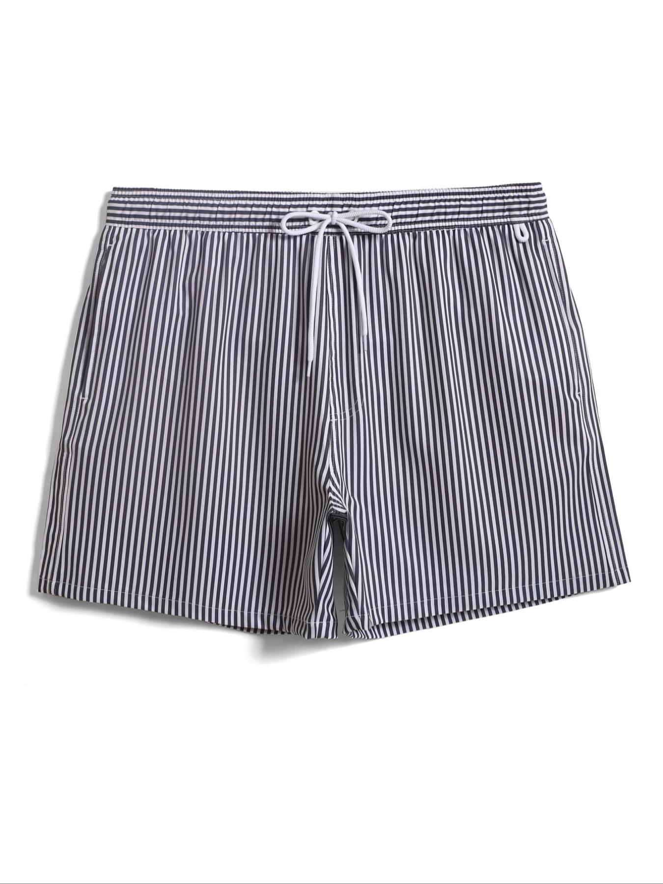 Men's Regular Fit Striped Print Shorts, Casual Comfy Breathable Shorts for Summer, Men's Bottoms for Beach Vacation, Men's Shorts,Men's loose-fitting swimming trunks, quick-dry swimming trunks