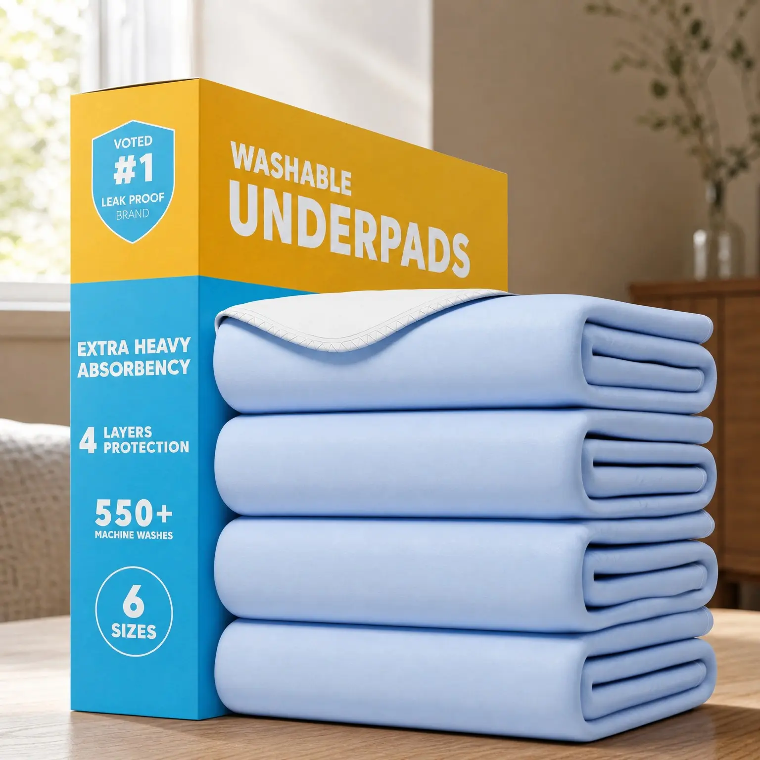Washable Reusable Underpads 34x36 - Large Incontinence Bed Pads for Adults, Seniors, Dogs, Cats & Bunny (Pack of 4)Gift