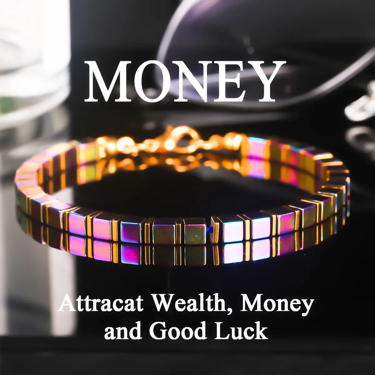 Rainbow Hematite Money Bracelet, Attracting Wealth, Abundance, and Prosperity. Handmade Natural Stone Skin-friendly Jewelry, Suitable for Daily Wear and Gift Giving