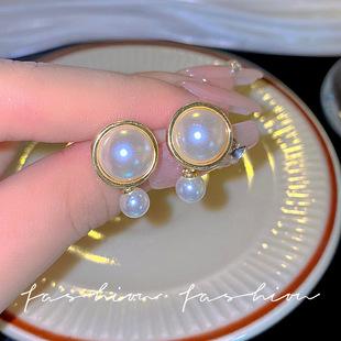 925 silver needle retro metal earrings, women's high-end geometric plain ring ear buckles, versatile and exaggerated commuting earrings