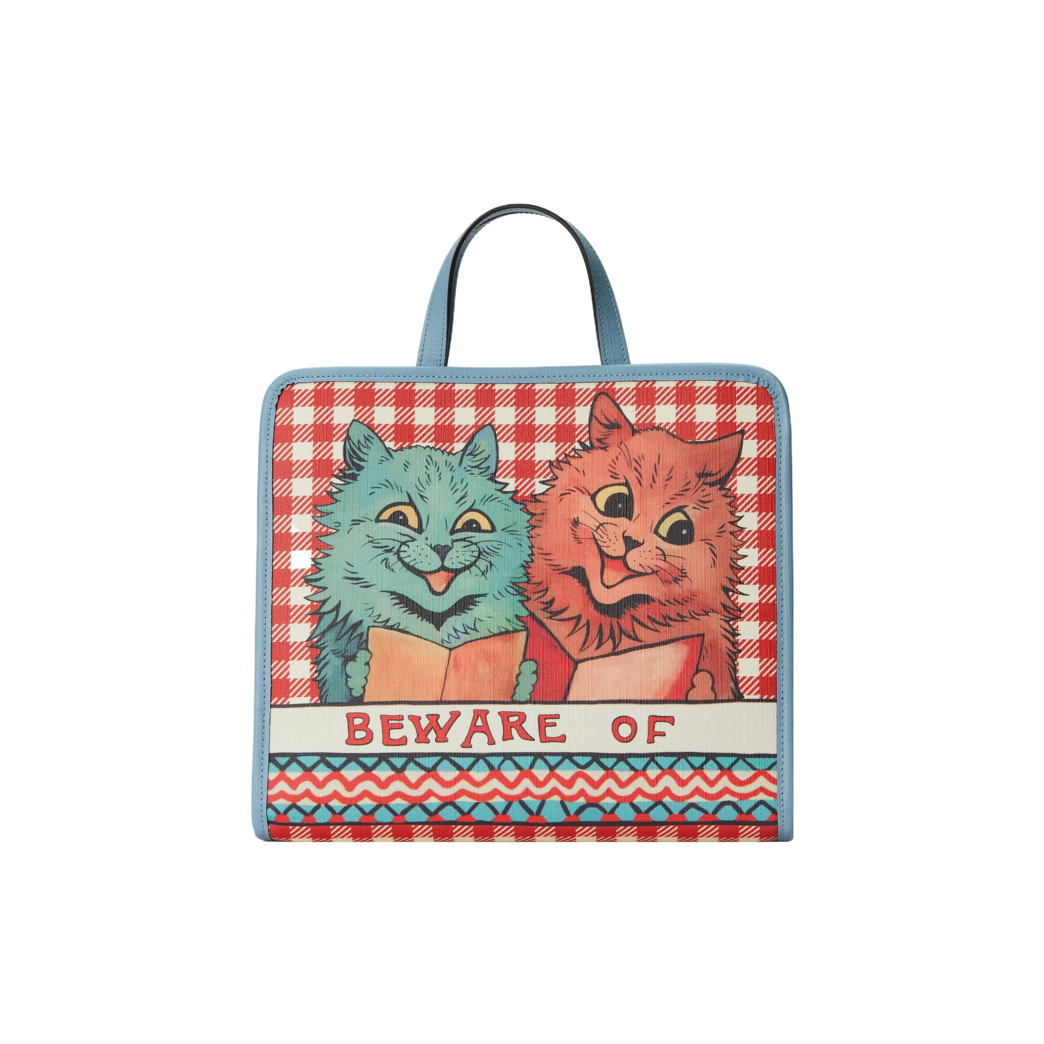 Gucci Cat-Print Canvas Tote Bag for Kids – Strapless Checkered Style