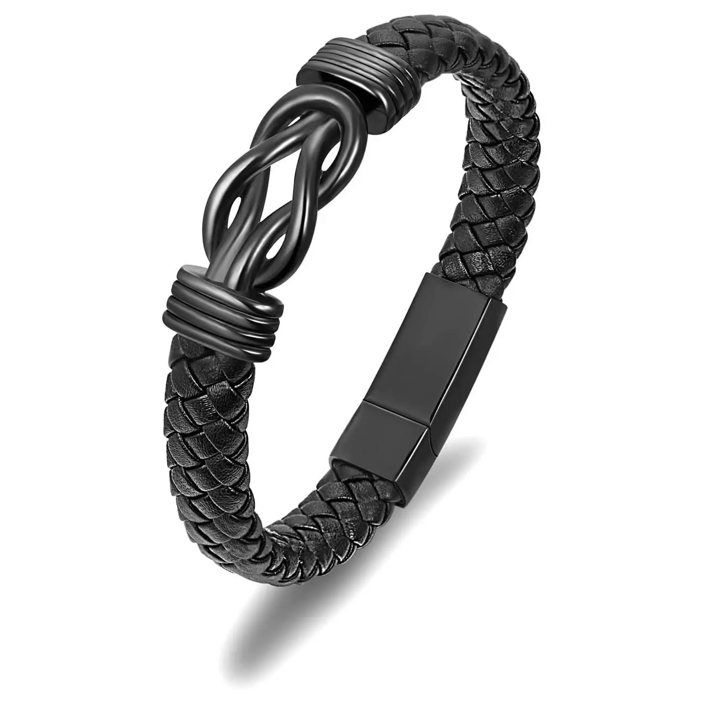 Leather Urn Bracelet for Ashes Stainless Steel Memorial Cremation Jewelry Keepsake Bangle for MenGift