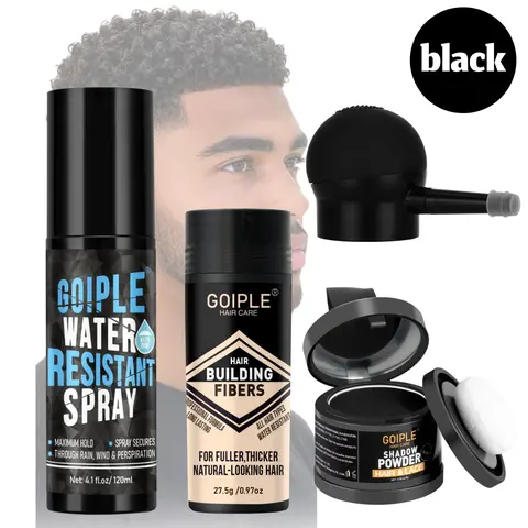 Goiple Hair Fiber Solution for Thin Fine Hair, Includes Applicator Spray Mustache Pen, Low Sensitivity Volumizing Spray, Firm Locking Fibers, Styling Powder, Volumizing Texturizing Powder, Hair Thickening Powder, Hair Volume Powder, Hair Product