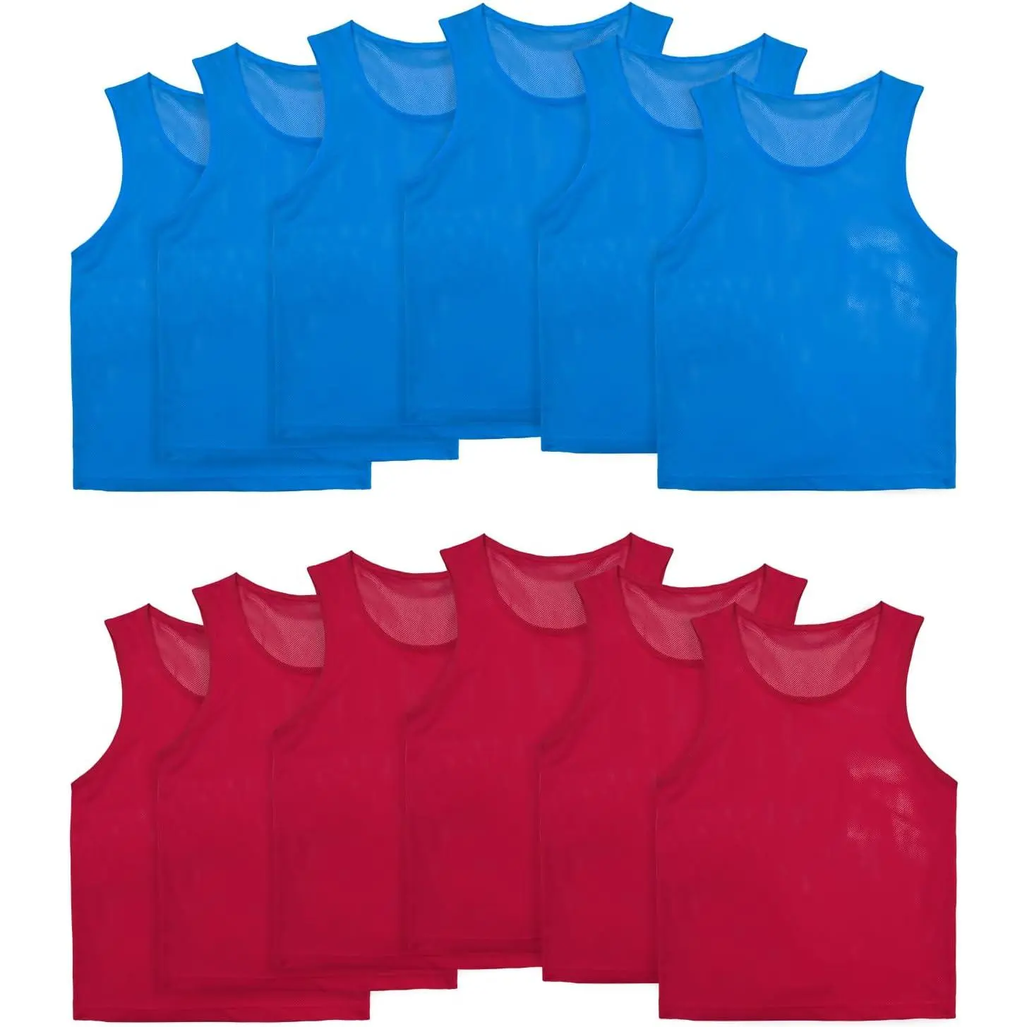 VOGRYE Scrimmage Vests 12/24 Pack Pinnies for Basketball Football Lightweight Team Practice Jerseys for Kids Youth Adult