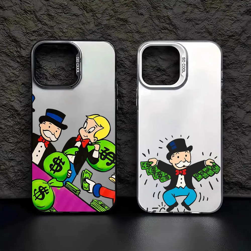Funny A-Alec M-Monopoly IMD Colorful Phone Case Silver Cover Suitable for iPhone 12 11 13 14 15 16 17 Pro Max Air  Plus & Samsung Galaxy S25 Ultra S24 S23 S22 S21 Plus, Accessories, Smartphone, Cellphone, Devices