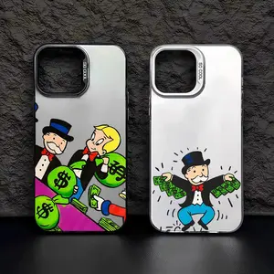 Funny A-Alec M-Monopoly IMD Colorful Phone Case Silver Cover Suitable for iPhone 12 11 13 14 15 16 17 Pro Max Air  Plus & Samsung Galaxy S25 Ultra S24 S23 S22 S21 Plus, Accessories, Smartphone, Cellphone, Devices