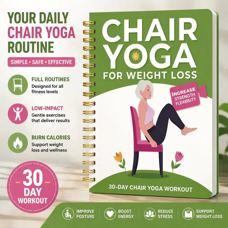 30-Day Chair Yoga Guide for Weight Loss & Flexibility, Beginner-Friendly Exercise Book, Includes 60 Movements, Ideal for Seniors & Adults