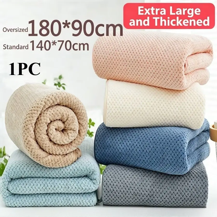 Coral Fleece Bath Towel, Thick Pineapple Pattern Large Bath Towel, Absorbent Beach Towel, Home Use Adult Shower Towel
