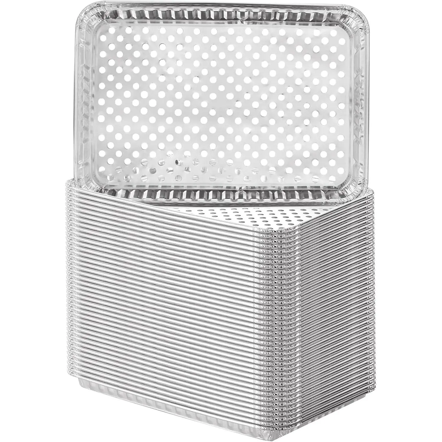 20 Pack Disposable Aluminum Foil Grill Topper Pans with Holes, Perforated Grill Grate Liners Trays for Outdoor Grills, BBQ Grill Accessories for Outdoor Cooking and Camping, 16.2 x11.7 Inch