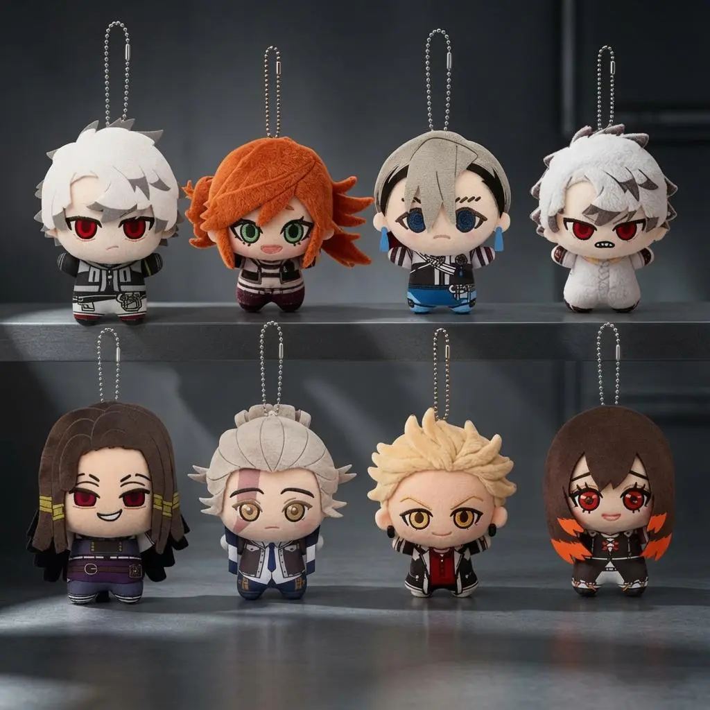 Gachiakuta Mini Plush Keychain, Anime Character Hanging Bag Charms Zanka Rudo Tamji Amo Gaba Engine Riyou, Soft Stuffed Pendant Collectible Gift for Anime Fans Cosplay Accessory