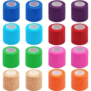 16 Pack Self Adhesive Bandage Wrap, 2" X 5 Yards Multi-Colored Elastic Cohesive Bandage for Sports, Wrist, Ankle, Vet Wrap and Grip Tape