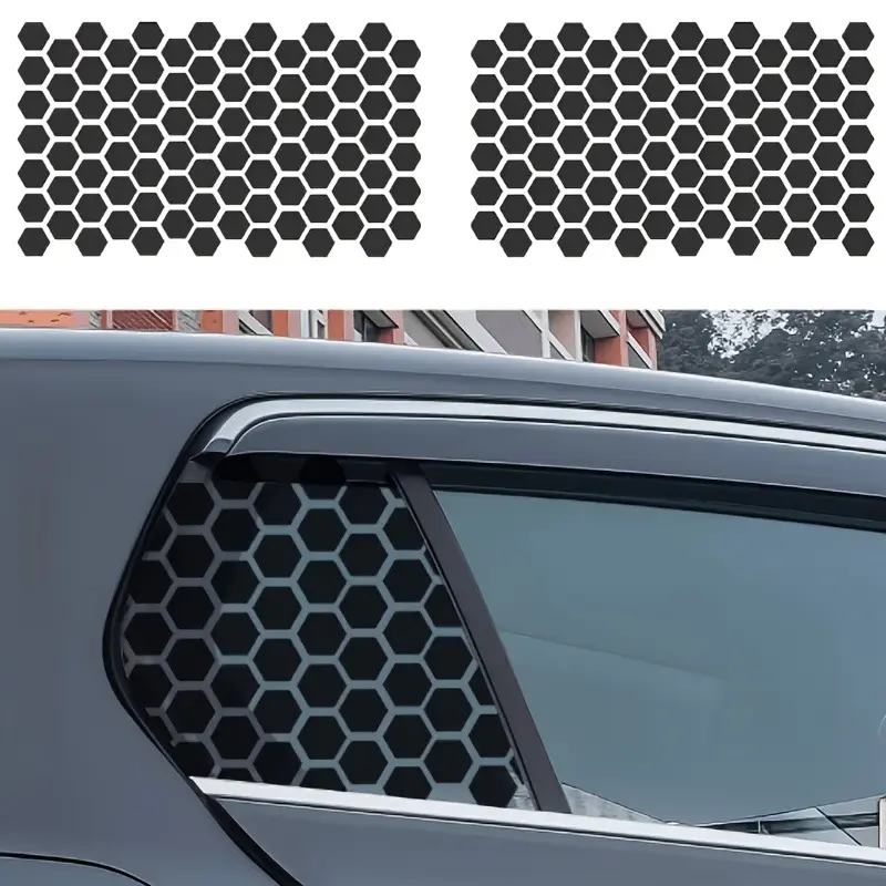 Hexagonal Honeycomb Car Window Decals, Strong Adhesive Vinyl Stickers, Waterproof Sunscreen Scratch-Resistant, 2 Pairs Symmetrical Design