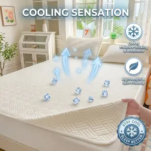 Cooling Mattress Pad | Breathable Summer Sleep Pad, Moisture-Wicking Soft Mattress Protector, Anti-Slip Bed Cover, Multiple Sizes