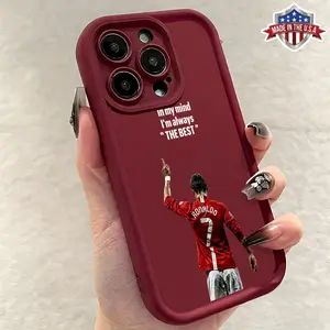 Cool Vintage CR7 Ronaldo Back Portrait Quote Pattern Phone Case for iPhone 17 16 15 14 Pro Max 13 12 11 XR XS Plus Air Slim Shockproof Anti Scratch TPU Protective Cover Trendy Soccer Football Fan Sport Aesthetic Phone Accessory