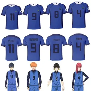 Blue Lock Anime Japanese Isagi Yoichi Football Jersey T-shirt Cosplay Hyoma Chigiri Meguru Bachira Tee Original Children Clothes